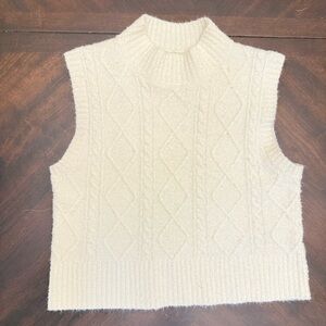 Le Lis Cream Cable Knit Turtleneck Sweater Vest